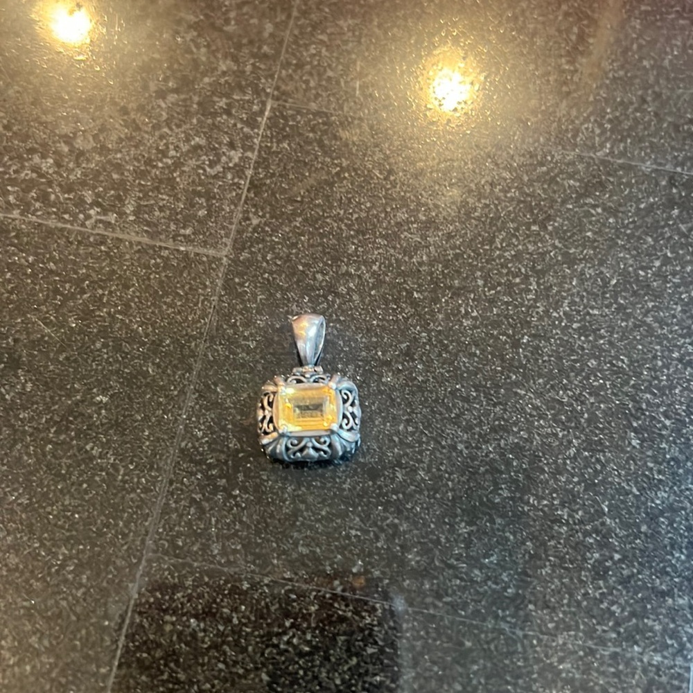 Canary yellow Sterling silver charm